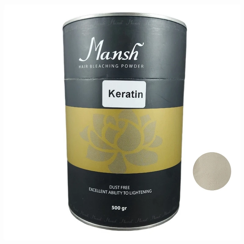 پودر دکلره مانش مدل keratin وزن 500 گرم رنگ الماسی
