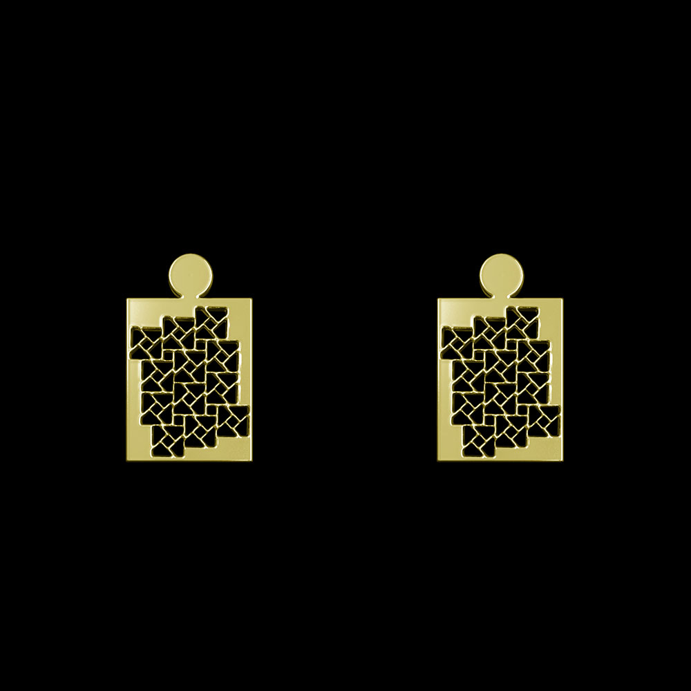 گوشواره طلا 18 عیار زنانه مدوپد مدل هندسی کد GA1-14251