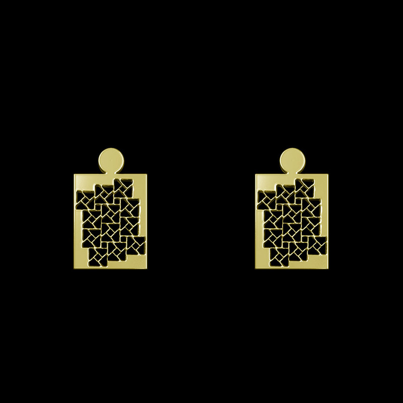 گوشواره طلا 18 عیار زنانه مدوپد مدل هندسی کد GA1-14251