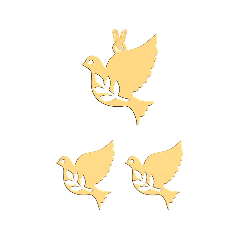 نیم ست طلا 18 عیار زنانه فرشته مدل پرنده WHSL-000580