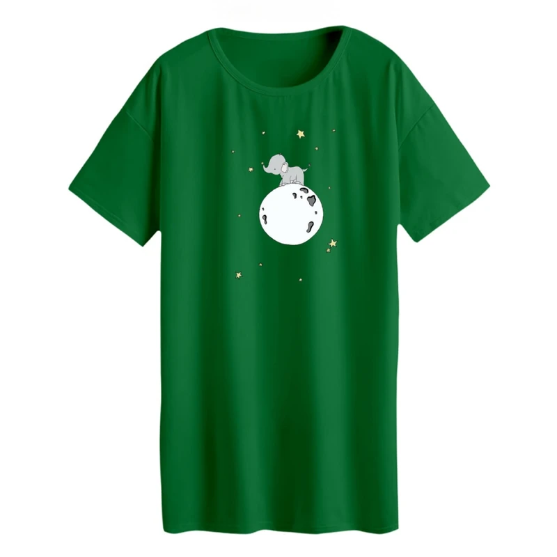 تی شرت لانگ زنانه مدل فیل و جهان