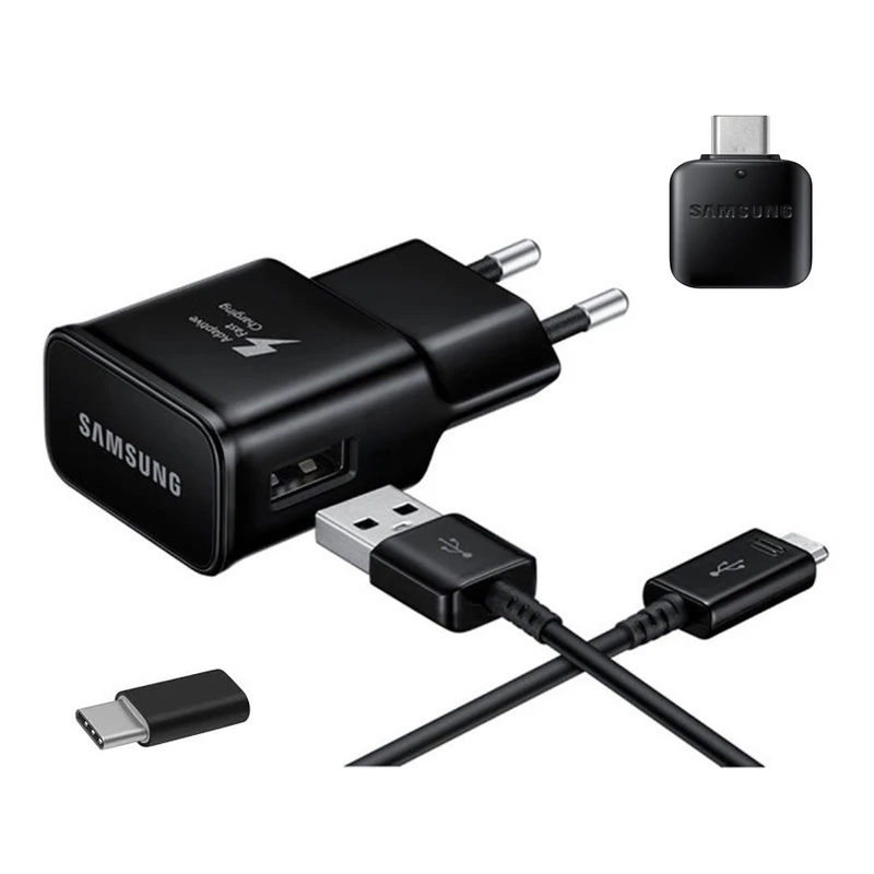شارژر دیواری مدل EP-TA20EWE به همراه کابل تبدیل USB-C و مبدل USB-C و OTG USB-C