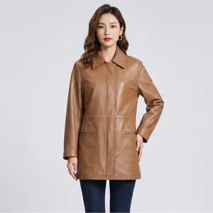 Mashhad Leather b0480-014 Chocolate Leather Coat For Women