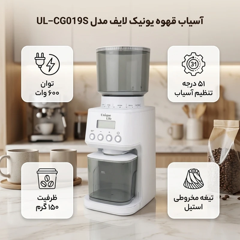 عکس شماره 2 : آسیاب قهوه یونیک لایف مدل ul-cg019s