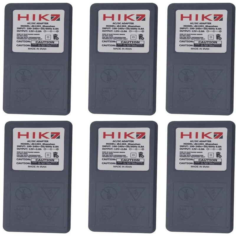 آداپتور 12 ولت 2 آمپر مدل Hik7 بسته 6 عددی