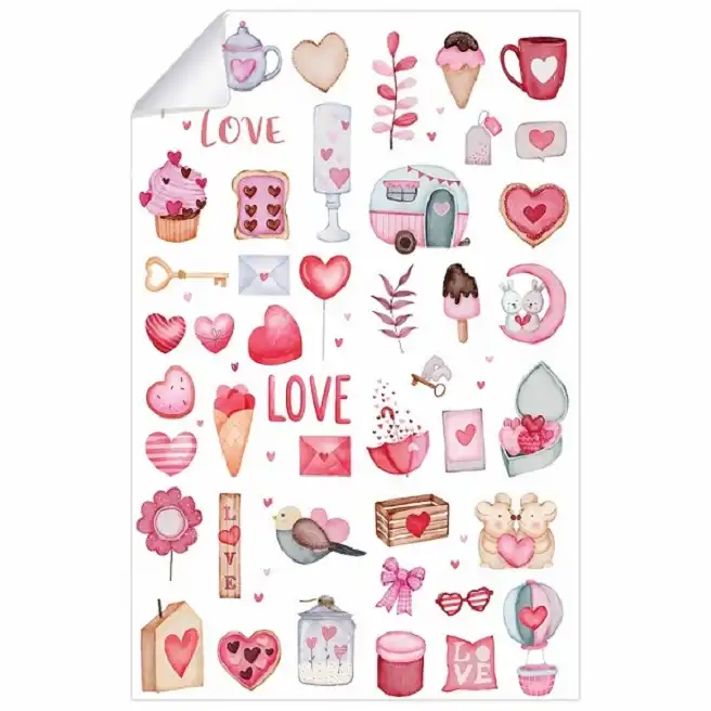 برچسب مدل برش نخورده اسکرپ بوک طرح عشق