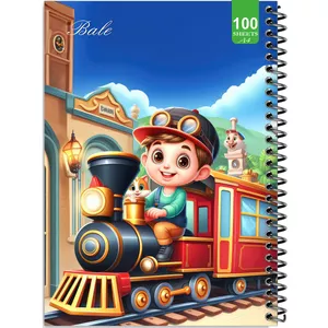 دفتر نقاشی 100 برگ بله مدل رحلی طرح فانتزی پسرانه راننده قطار کد A4-N442