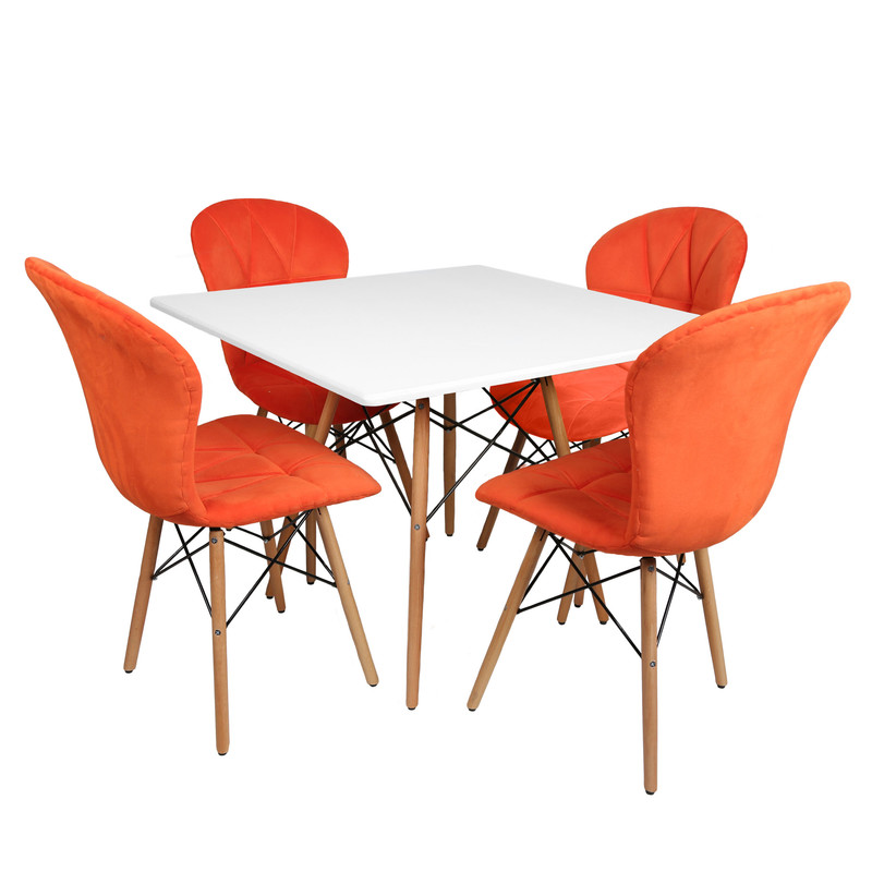 میز و صندلی ناهارخوری چهار نفره مدل ماهلین لمسه ای پایه ایفلی MS