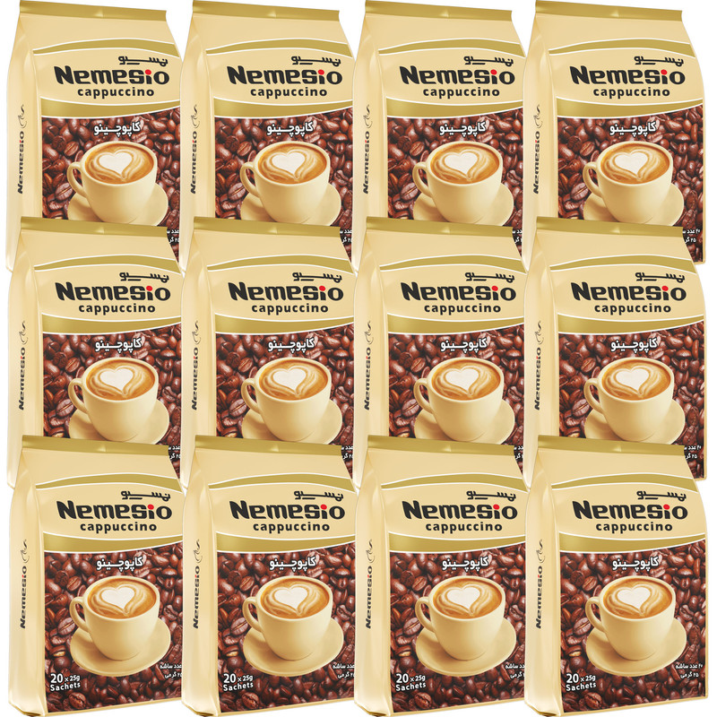 کاپوچینو با شکر قهوه ای نمسیو - 20 عددی بسته 12 عددی