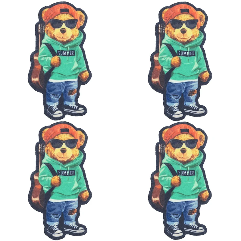  استیکر پارچه و لباس کارانس طرح خرس تدی مدل AST-78 بسته 4 عددی