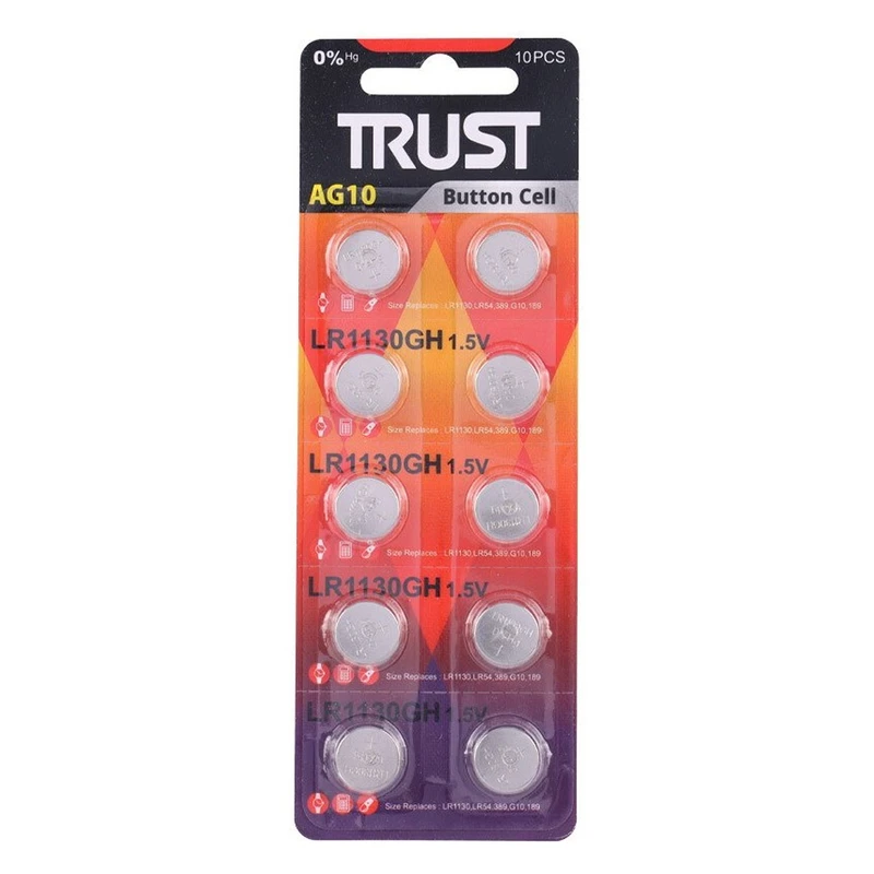 باتری سکه ای تراست مدل AG10 بسته 10 عددی