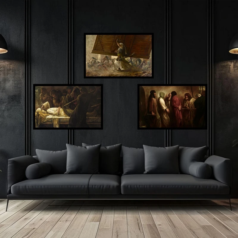 تابلو بکلیت طرح تصویر مذهبی امیرالمومنین امام علی (ع) مدل B-bu3741 مجموعه 3 عددی