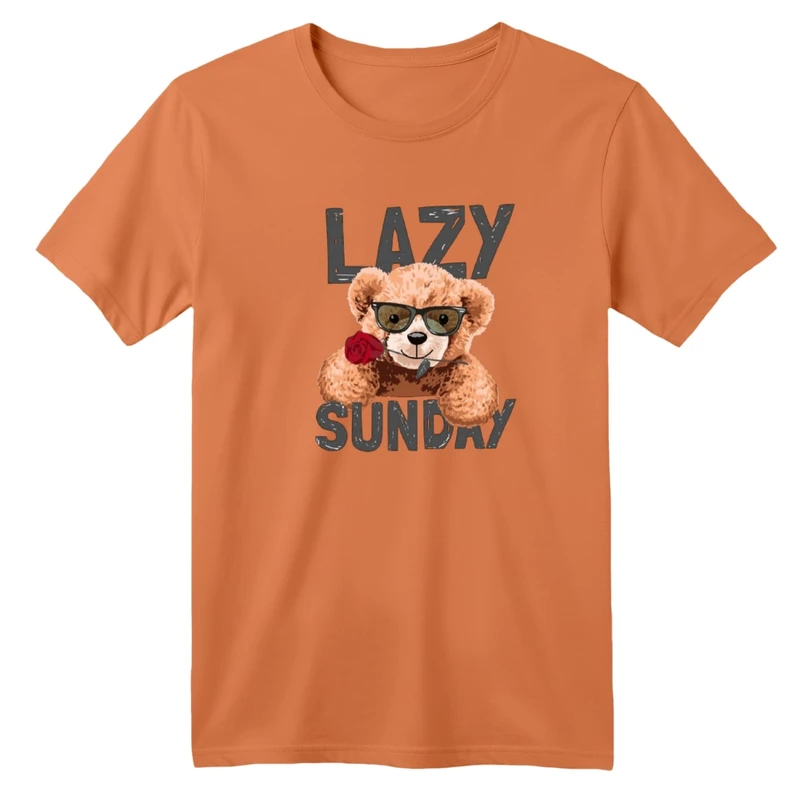 تی‌شرت آستین کوتاه لانگ بچگانه مدل تدی گل