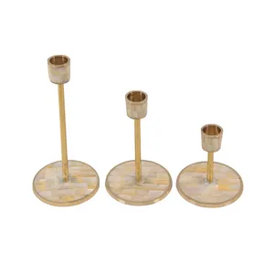 جاشمعی برنزی مدل صدفی طرح پلکانی بسته 3 عددی