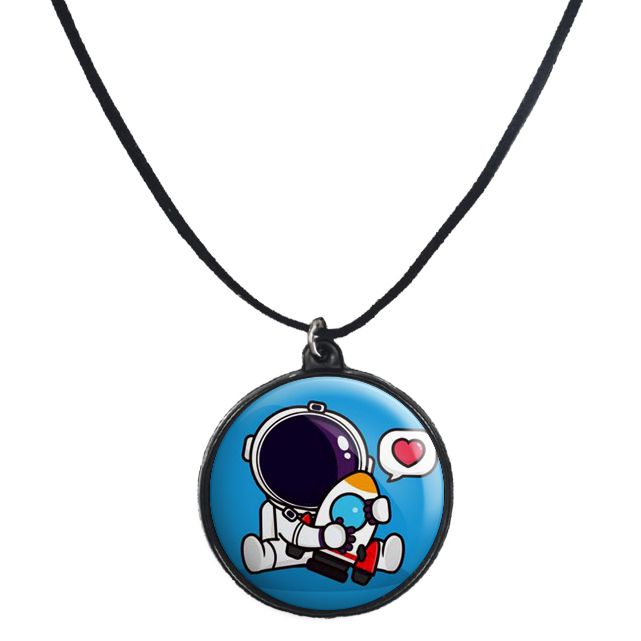 گردنبند پرمانه طرح فضانورد کد pmb.10464 مدل دو طرفه