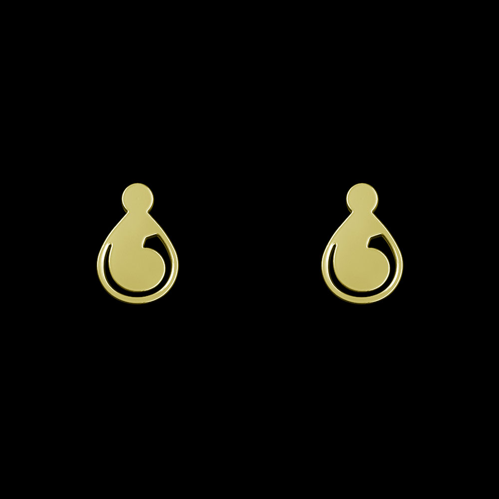 گوشواره طلا 18 عیار زنانه مدوپد مدل هندسی کد GA1-14234