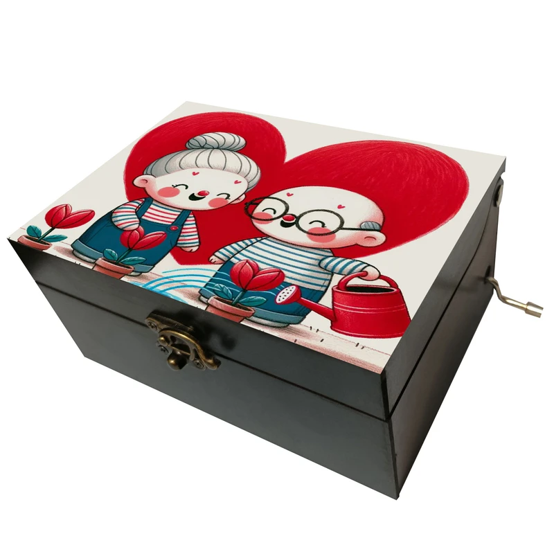 جعبه موزیکال مدل هندلی طرح عشق قلب کد 3049