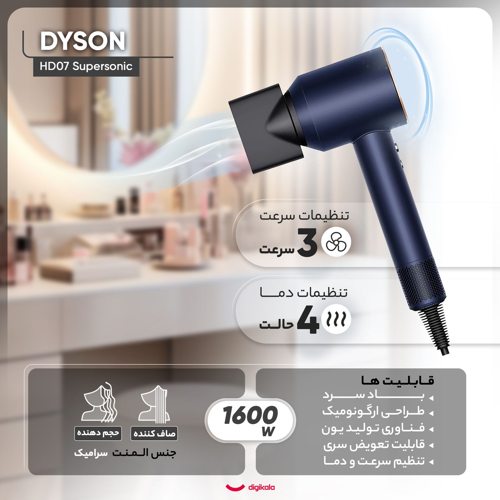 سشوار حرفه‌ای دایسون مدل HD07 Supersonic -  - 4