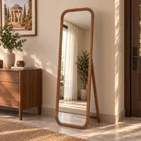 آینه قدی مدل پایه&zwnj;دار چوبی طرح گوشه هلال کد WL51160