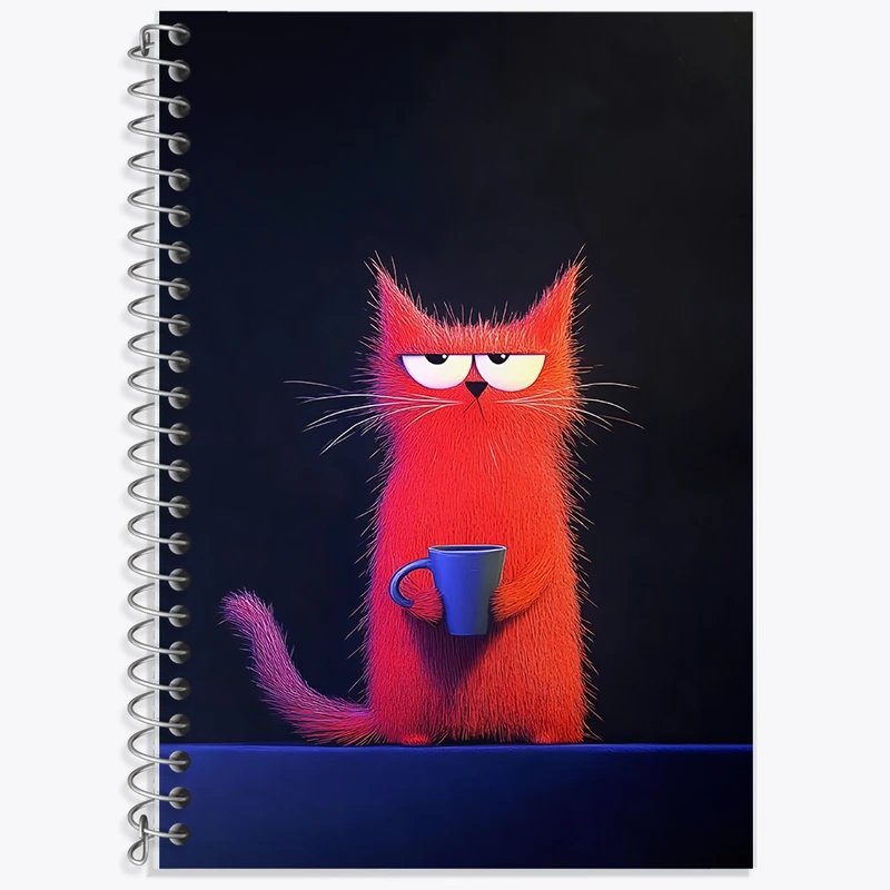 دفتر زبان 50 برگ خندالو مدل دو خط طرح گربه کیوت کد F5330