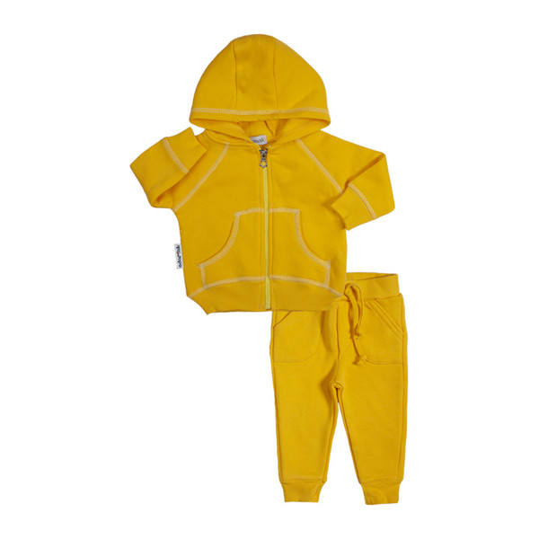 ست سویشرت و شلوار نوزادی آدمک مدل زیپ دار کد 265800 رنگ لیمویی