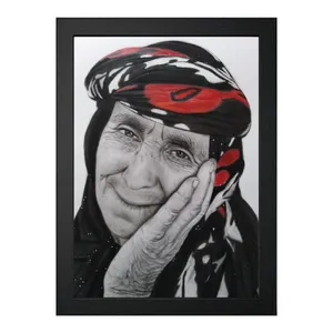 تابلو سیاه قلم مدل پیرزن 