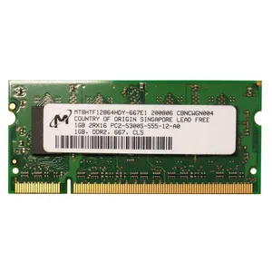 رم لپ تاپ DDR2 دو کاناله 677 مگاهرتز سامسونگ مدل MT8HTF12864HDY-667E1 ظرفیت 1 گیگابایت