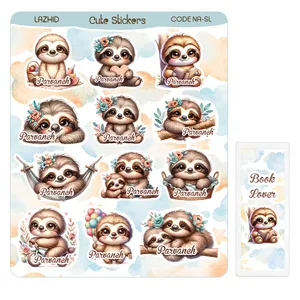 برچسب لاژید مدل اسم پروانه طرح تنبل به همراه نشانگر کتاب