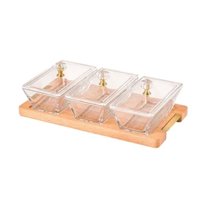 اردوخوری لیمون مدل مستطیل پایه چوبی کد FIDOKA-2248 مجموعه 4 عددی