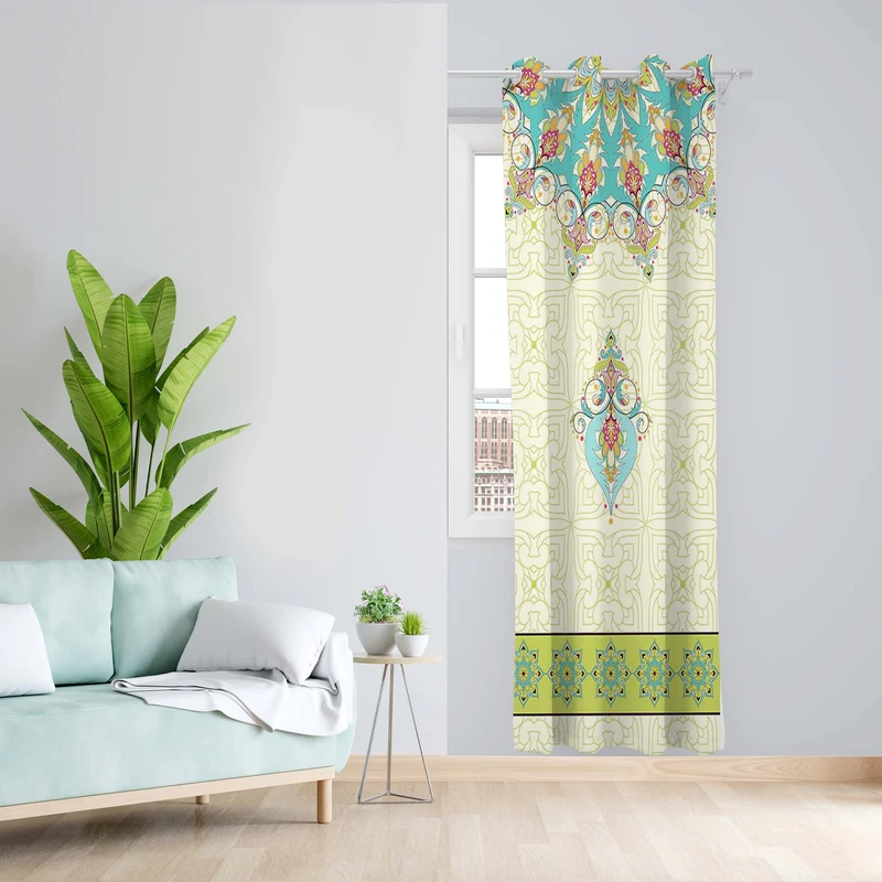 پرده طرح سنتی مدل مخمل پانچی کد 5242L z سایز 140x200 سانتی متر