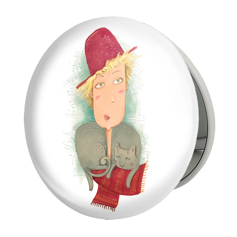 آینه جیبی خندالو طرح گربه مدل تاشو کد 5400 