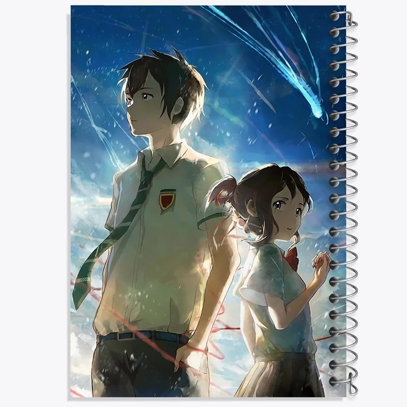 دفتر مشق 50 برگ خندالو مدل تاکی تاچیبانا و میتسویا میامیزو انیمه یورنیم Your Name کد 16289