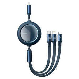 کابل تبدیل USB به USB-C/microUSB /لایتنینگ باسئوس مدل Bright Mirror 100W طول 1.2 متر