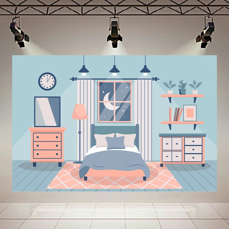 تابلو بوم طرح مخمل کودکانه مدل اتاق خواب پاستیلی کد AR304074