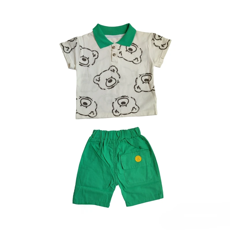 ست پولوشرت و شلوارک پسرانه مدل خرسی