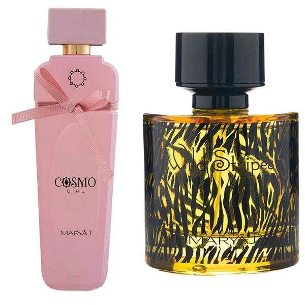 ست ادو پرفیوم مردانه ماریاژ مدل Wild Stripes بارایحه شیرین حجم 100 میلی لیتر و ادو پرفیوم زنانه ماریاژ مدل COSMO  با رایحه شیرین حجم 100 میلی لیتر