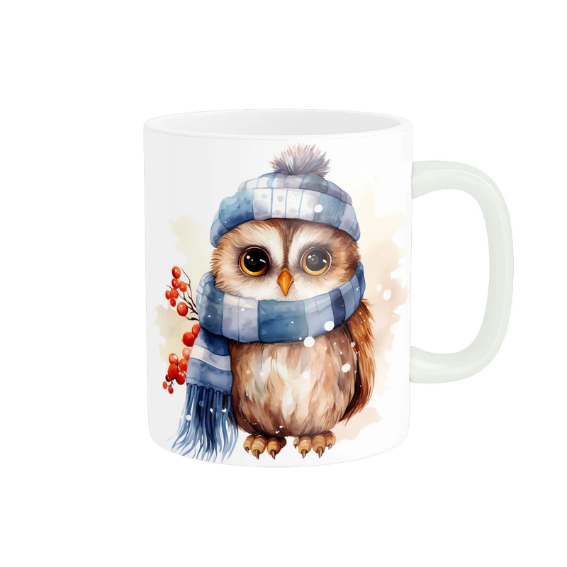 ماگ پاد آفرین طرح جغد مدل کلاه و شال گردن کد 1654