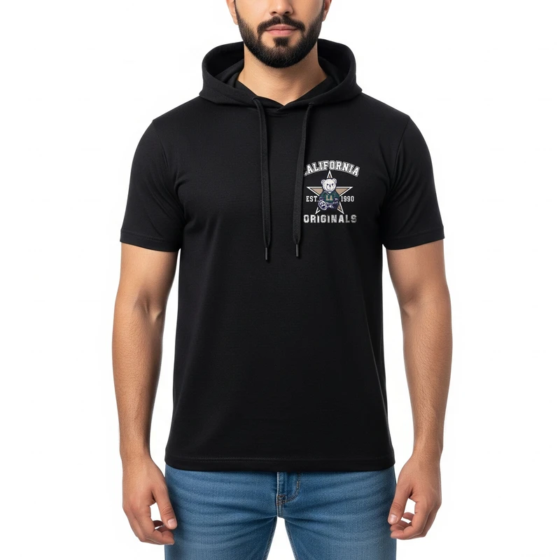 تی‌شرت کلاه‌دار آستین کوتاه مردانه مدل 14040509