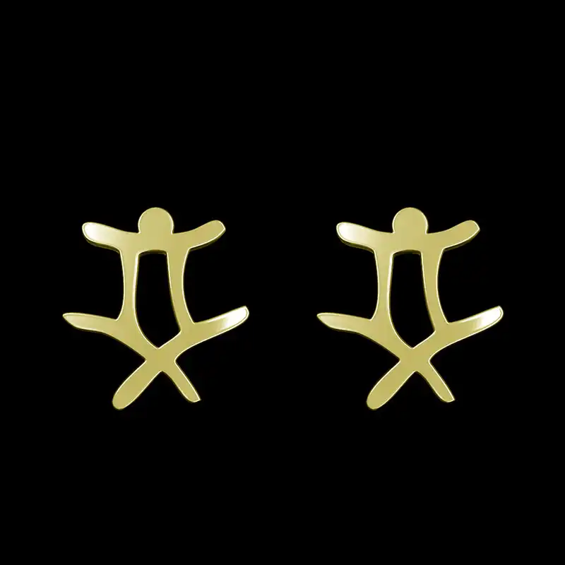 گوشواره طلا 18 عیار زنانه مدوپد مدل هندسی کد GA1-16143