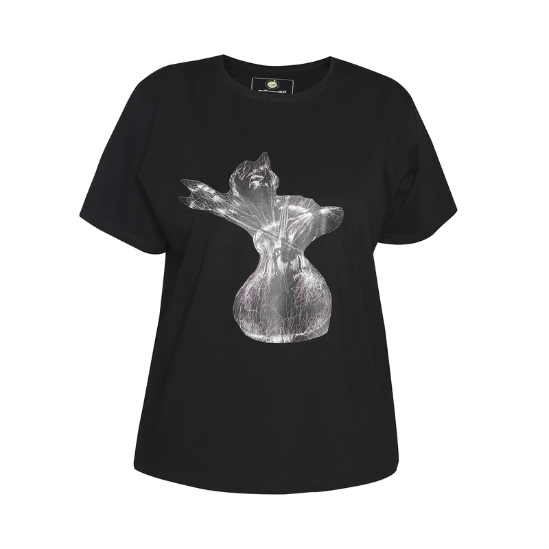 تیشرت آستین کوتاه زنانه ترسه به نگار طرح ویولن سل کد 182