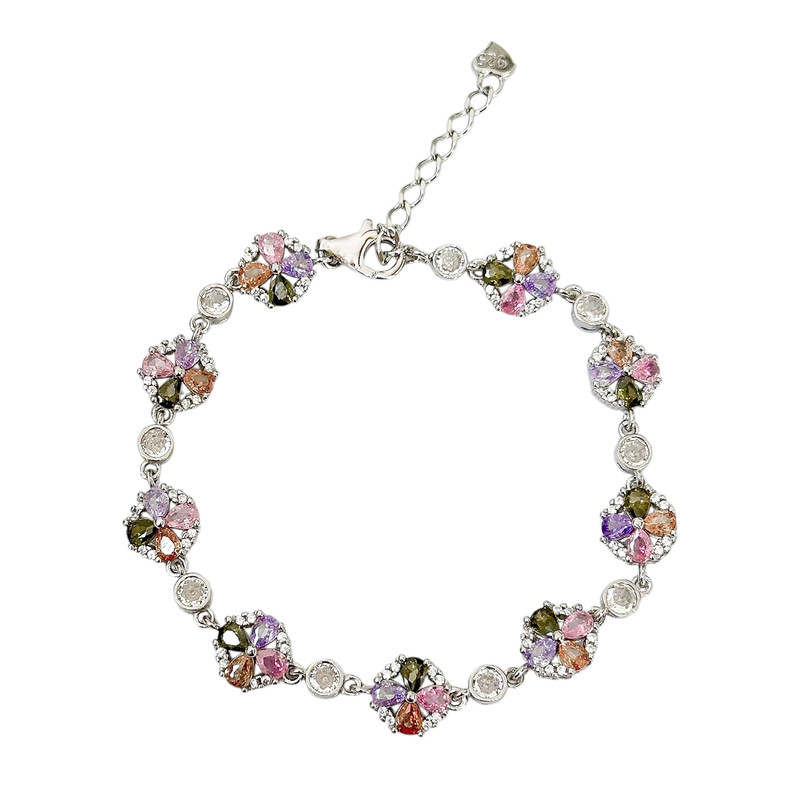 دستبند نقره زنانه مدل گل