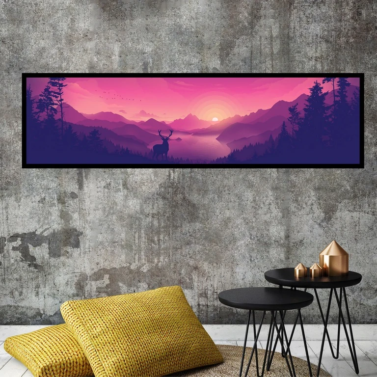 تابلو بکلیت طرح منظره غروب آفتاب مدل کشیده B-7390