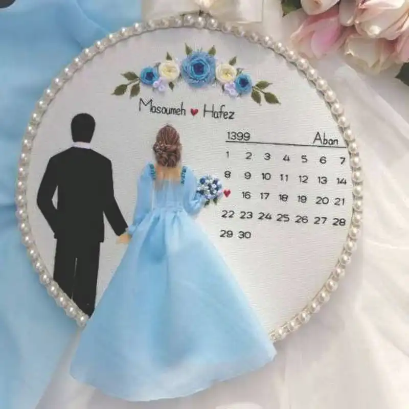 شابلون گلدوزی طرح عروس داماد انگلیسی