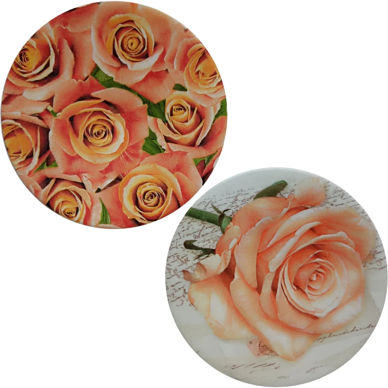 بشقاب دیوارکوب سفالی مدل گل کد 18 مجموعه 2 عددی