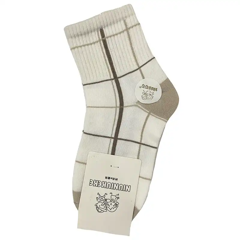 جوراب ساق کوتاه بچگانه مدل چهارخانه مجموعه 2 عددی