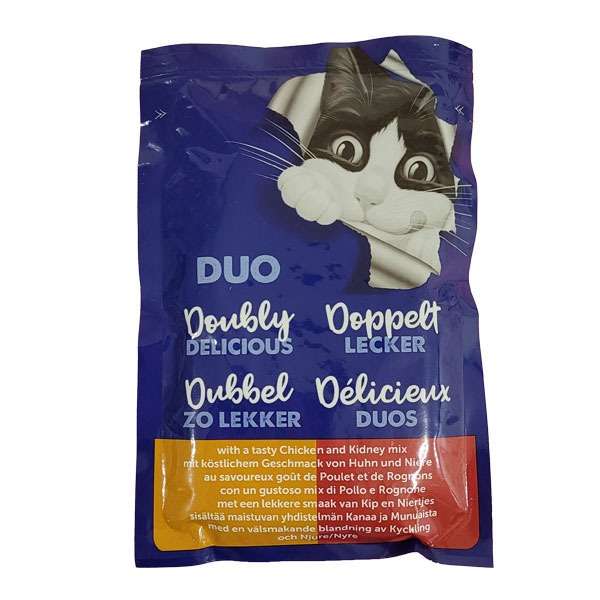 غذای پوچ گربه فلیکس مدل DUO مرغ وقلوه وزن 85 گرم