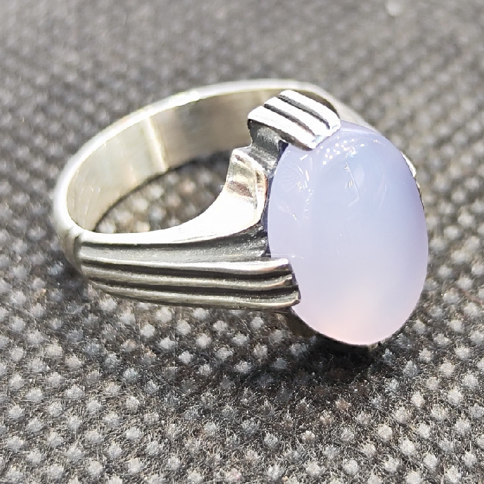 انگشتر نقره مردانه مدل سنگ عقیق کبود کد 13