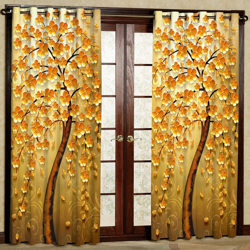 پرده مدل پاییزی مخمل پانچی کد 4680 سایز 200x140 سانتی متر