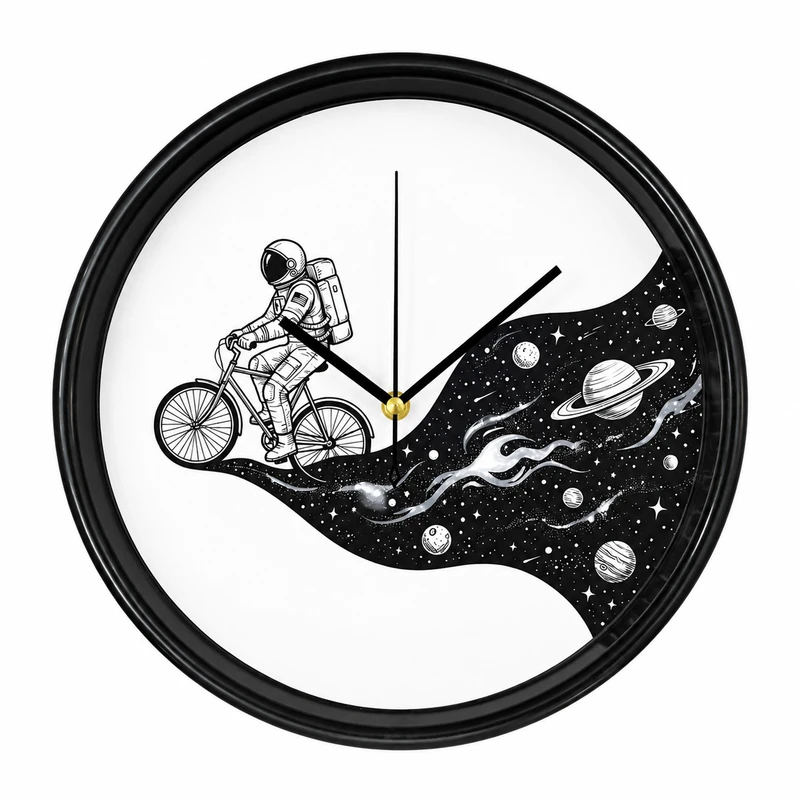 ساعت دیواری عقربه ای با نشانگر فانتزی طرح فضانورد مدل MOON-46