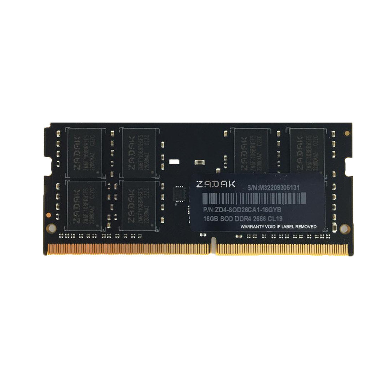 رم لپتاپ DDR4 دو کاناله 2666 مگاهرتز CL19 زاداک مدل ZD4-SOD32CA2-16GYB1 ظرفیت 16گیگابایت